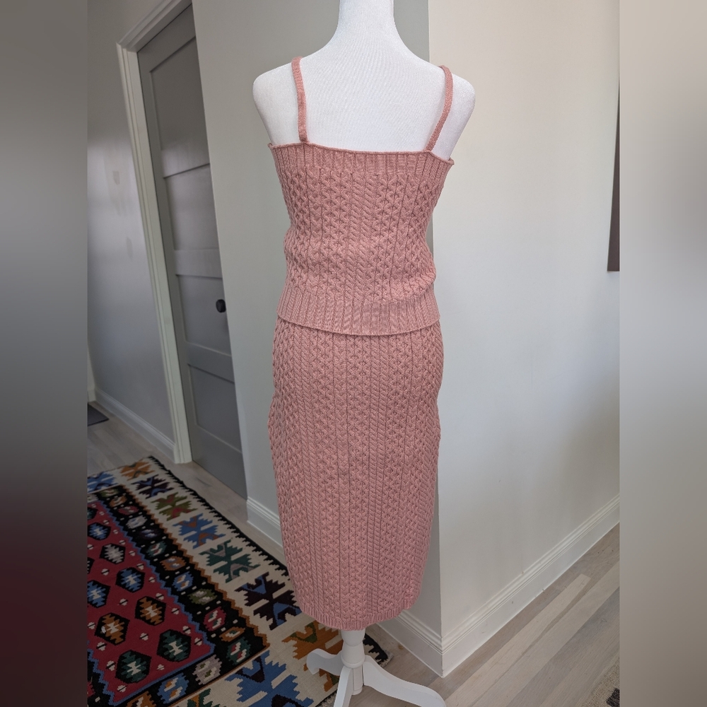 Pink Cable Knit Cardigan & Skirt Set - Picture 4 of 9